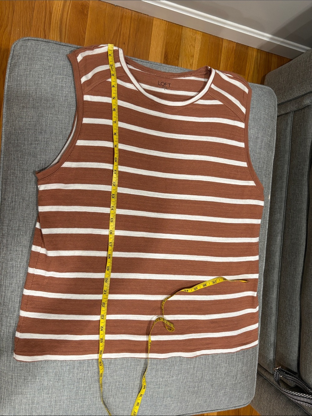 LOFT Brown and White Striped Sleeveless Knit Tank Sweater XL - Picture 4 of 6